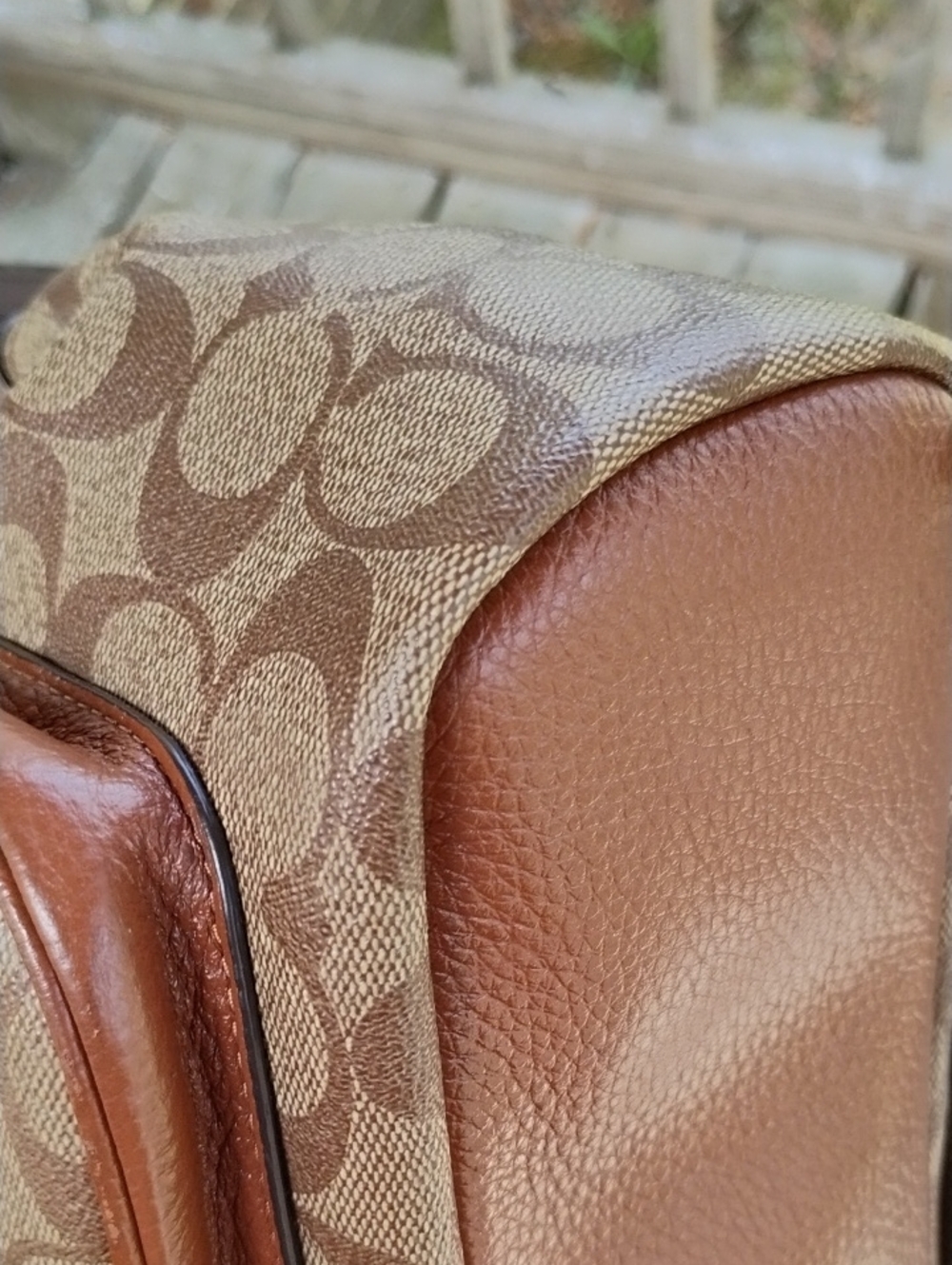 Coach Tan/Brown Signature Canvas Mini Backpack with Leather Trim - Picture 5 of 11